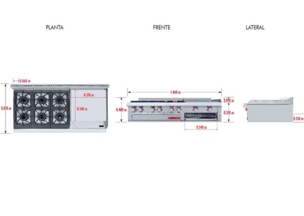 ESTUFAS EC-6-H-GRILL MESA MASTÉR